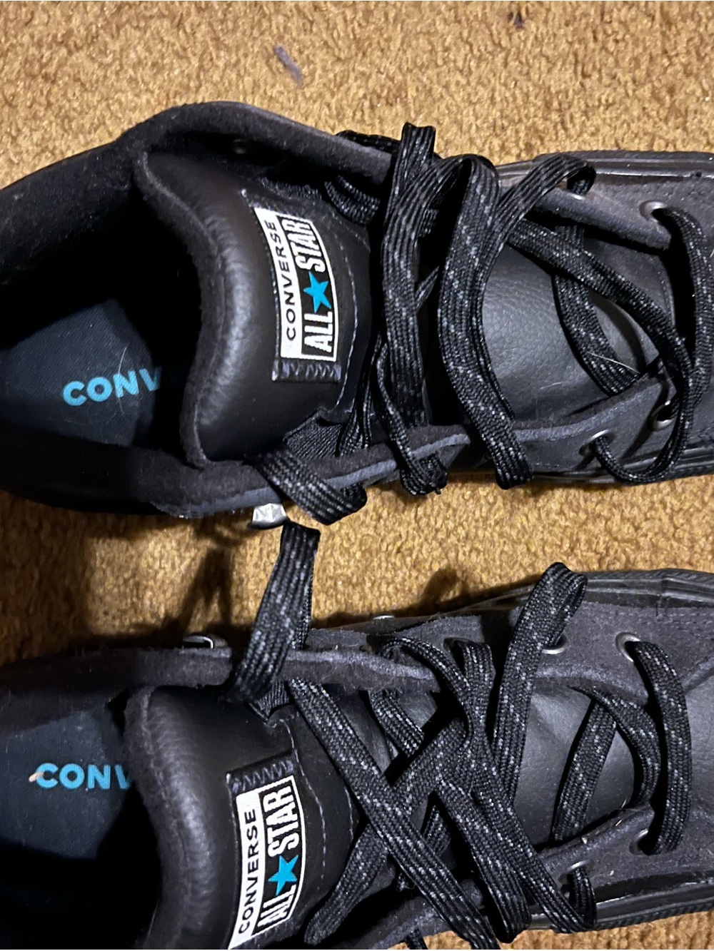 Converse Black Low-Top Sneakers with Blue Insole Detail. Size 11